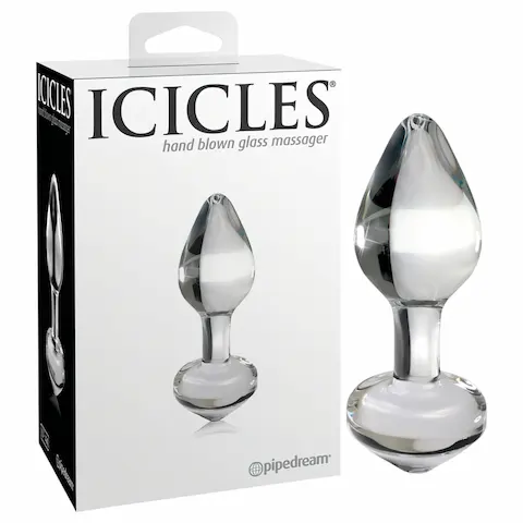 Icicles No. 44 – anální kolík – kuželový tvar – sklo čiré
