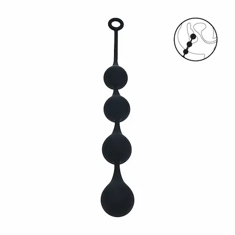 Levelz Waterdrop Silicone Anal Balls XL, černé anální kuličky 52 x 5 cm