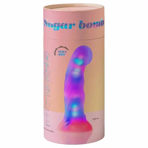 Love to Love Sugar Bomb – svítící silikonové dildo s LED (růžovo-žluté) – 16,9 cm