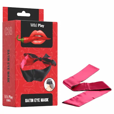 Erospace Wild Play – saténová oční maska na hraní rolí (černo-růžová)