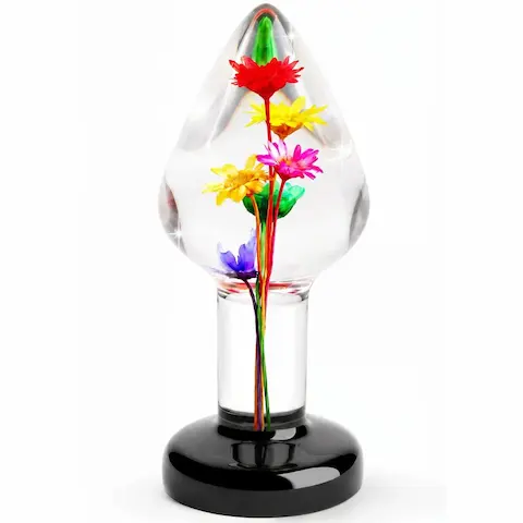 ToyJoy Bloomé Everlasting Bloom Anal Plug Medium, anální kolík s květy v epoxidové pryskyřici 9 x 3,9 cm