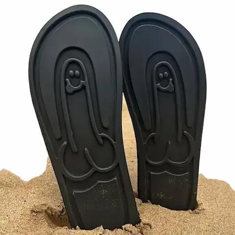 Flip-flop pantofle – penis motiv – černé
