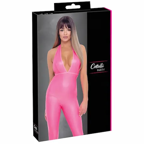 Cottelli Party – overal s hlubokým výstřihem vzadu (růžová)