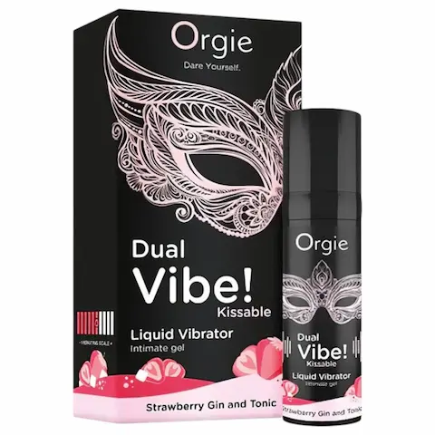 Orgie Dual Vibe – unisex tekutý vibrátor – Jahoda – Gin Tonic (15 ml)