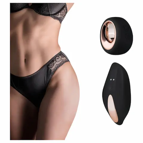 Pantyrebel – černé kalhotky s vysokým pasem + rádiový vibrátor (S