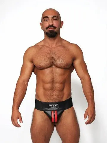 Jocksy Mister B Leather Premium Jockstrap černo-červené