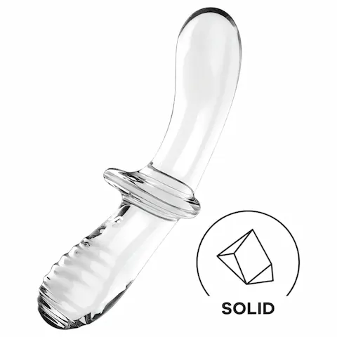Satisfyer Double Crystal – oboustranné skleněné dildo – transparentní