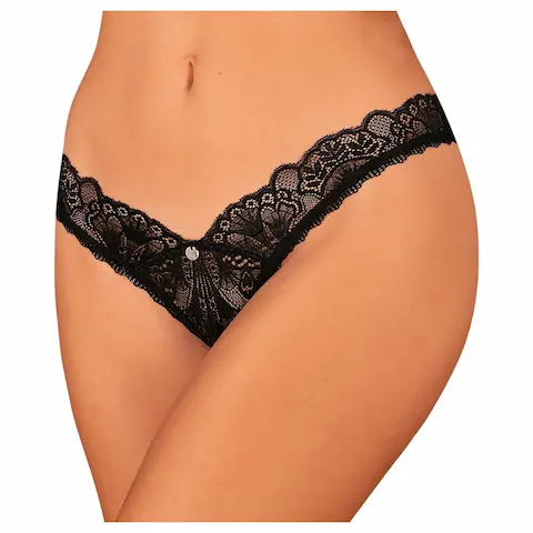 Obsessive – otevřená krajková tanga – černá