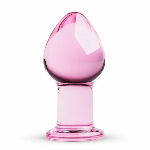 Gildo Handmade Glass Butt Plug No. 27 Pink, skleněný anální kolík 8,7 x 4,5 cm