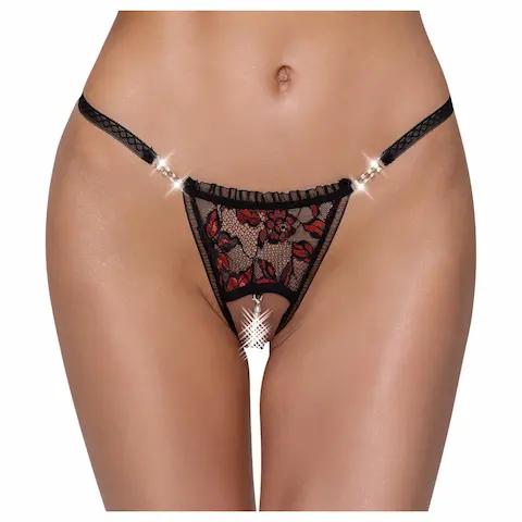 Cottelli – luxus dámské tanga – růže a perly – černá