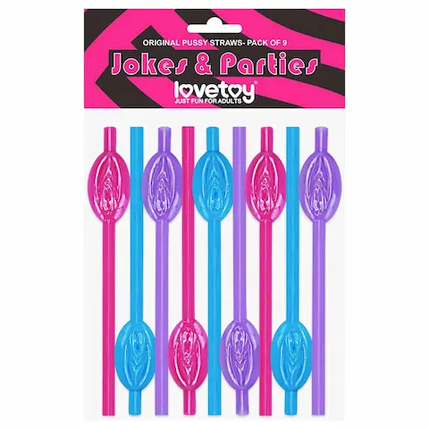 Lovetoy – brčková sada s motivem vagíny – růžová/modrá/fialová