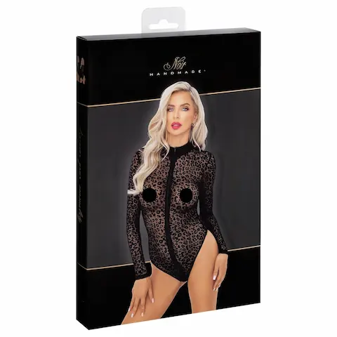 Noir – leopardí vzor, dlouhý rukáv body (černé)