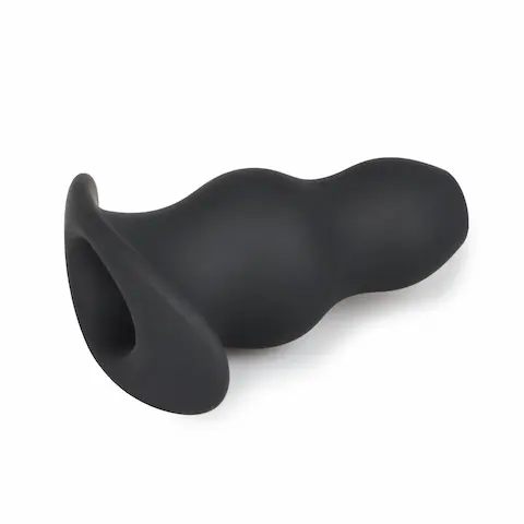 Slave4master Stretcher Silicone Tunnel Plug XL, černý dutý anální kolík 13,7 x 4,7–6,3 cm
