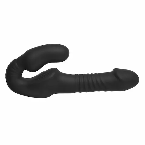 You2Toys Double Teaser Thrusting RC Strapless Strap-On, vibrační a přirážecí strapless dildo s dálkovým ovládáním 23 x 3,8–4 cm