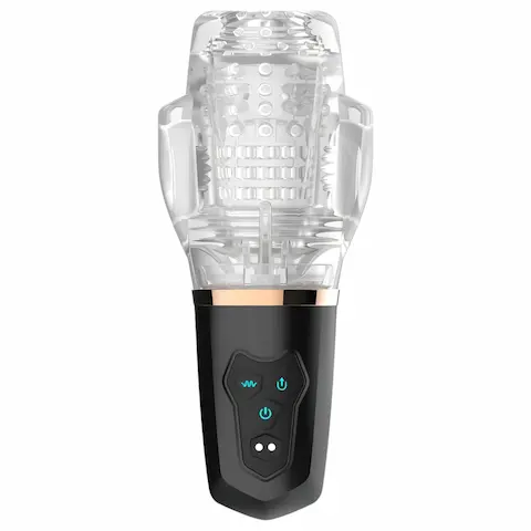Funny Me Rocket Cup – masturbátor sání a vibrace – průhledný/černý