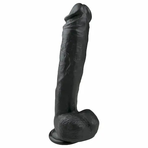 Easytoys – realistické dildo s přísavkou a varlaty – černé 26,5 cm
