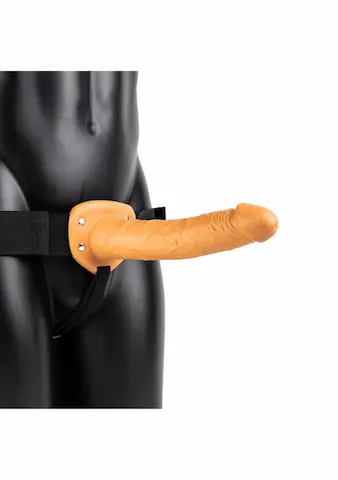 Duté připínací dildo RealRock Hollow Strap-On 10″