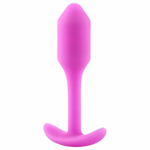 b-Vibe Snug Plug 1 – anální kolík s vnitřním závažím (55 g, růžový)