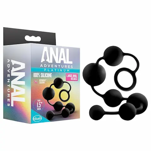 Anal Adventures – anální dildo s perlami – černé