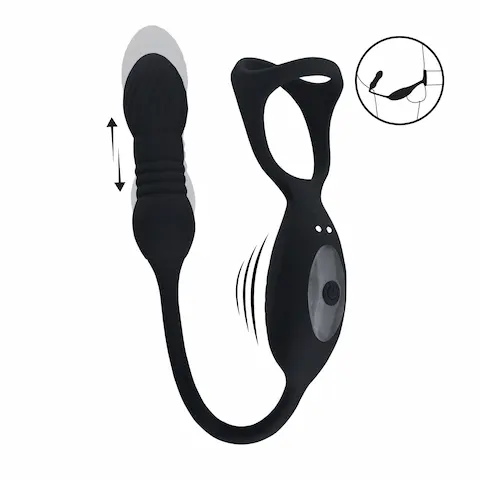 Levelz Vibrating and Thrusting stimulátor prostaty a perinea s erekčním kroužkem