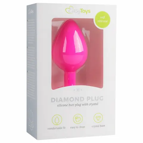 Easytoys – anální kolík s bílým kamenem – střední – růžový