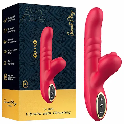 Erospace Sweet Play – 2v1 přirážecí a klitorální vibrátor (červený)