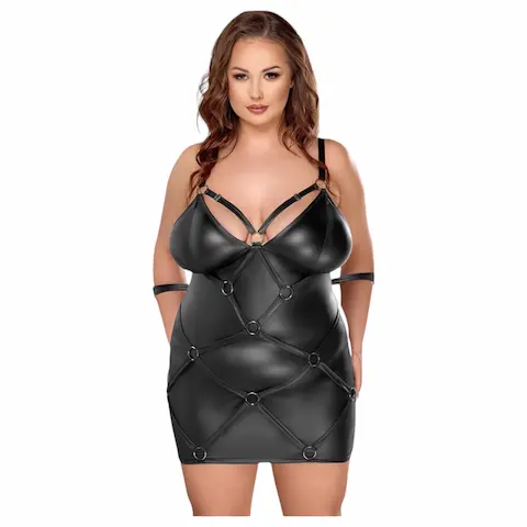 Cottelli Plus Size – šaty s pouty – černá