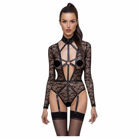 Cottelli – průhledné body s ramínky – černé