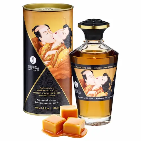 Shunga – masážní olej s hřejivým efektem – karamel – 100 ml
