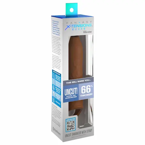 Pipedream – X-TENSION Elite – návlek na penis s otevřeným koncem (tmavě tělový)