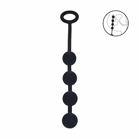 Levelz Round Silicone Anal Balls S, černé anální kuličky 23,5 x 2 cm