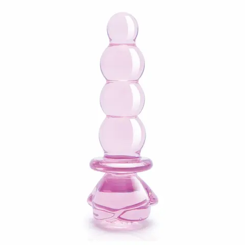 Kolík anální Dream Toys GLAZE GLASS 5.5″ Rosebud Beaded Plug růžový
