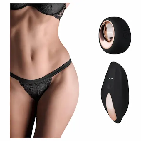 Pantyrebel – akumulátorové, rádiové vibrační černé tanga (S