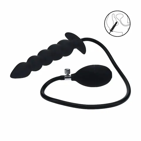 LEVELZ Beaded Inflatable Silicone Anal Plug Black – nafukovací anální kolík 20 x 3,6 cm