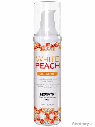 Hřejivý intimní masážní olej Exsens White Peach Organic, 50 ml