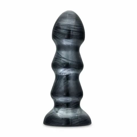 Blush Jet Black Jack Carbon Metallic Black, metalický anální kolík s přísavkou 17,7 x 3,6–5,2 cm