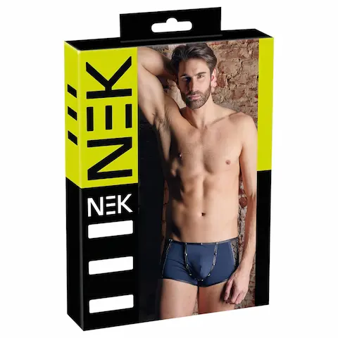 NEK – černé boxerk y se šněrováním a síťovanými vsadkami (modré)