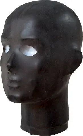 Mister B Rubber Anatomical Hood Eyes and Nose, černá gumová kukla s otvory pro oči a nos
