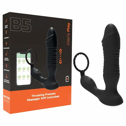 Erospace Men’s Play – aplikací řízený tlačný anální vibrátor (černý)