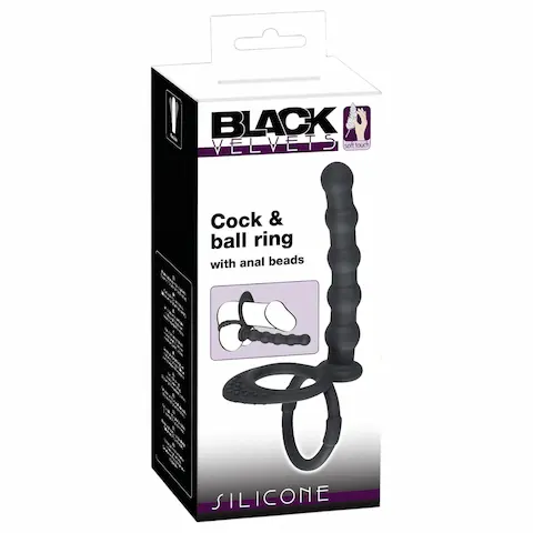 Black Velvets – erekční a penisový kroužek s análním dildem – černý