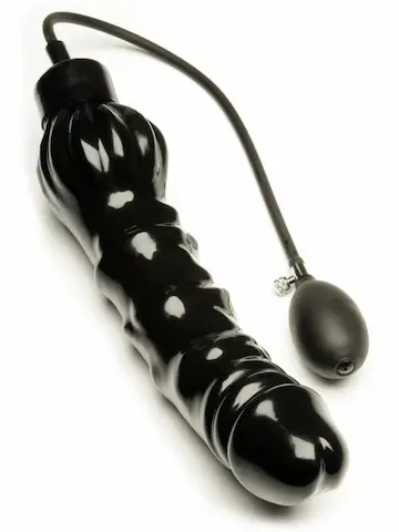 M&K XX Large Inflatable Dildo Solid, černé nafukovací dildo s pevným jádrem 31 x 6 cm