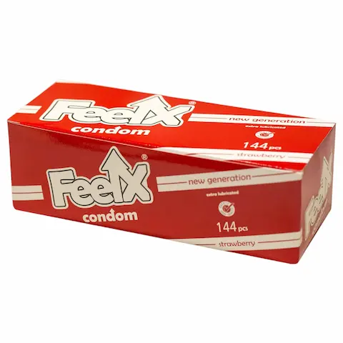 FeelX – prezervativ – jahodový – 144 ks
