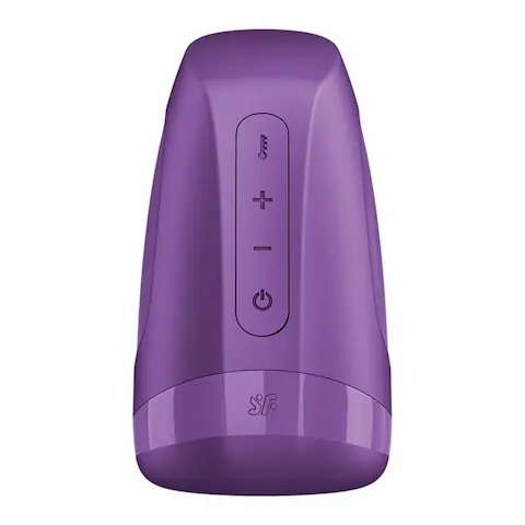 Satisfyer Men Heat Vibration Dark Berry Battery Series, vibrační masturbátor s vyhříváním na baterie