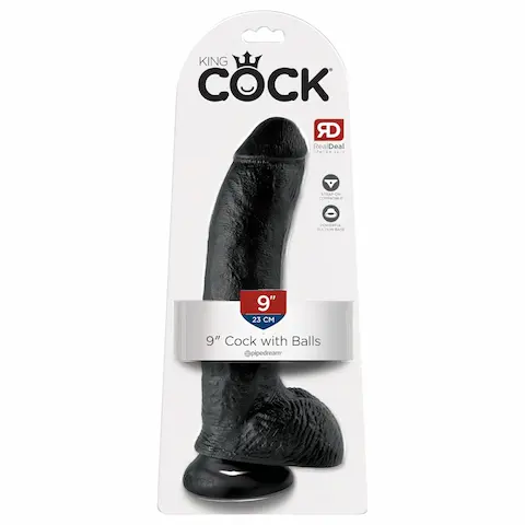 King Cock – realistické dildo s varlaty a přísavkou 23 cm – černé