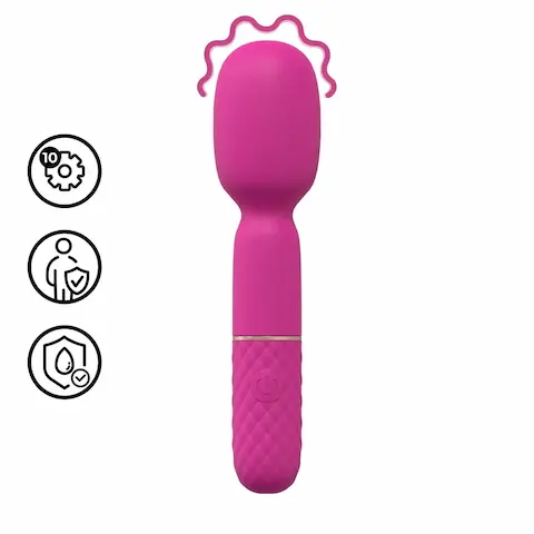 Shots Loveline Mini Wand Vibrator Pink, malá vibrační masážní hlavice