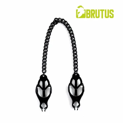 Brutus Steel Series Japanese Clover Nipple Clamps Black, kovové skřipce s řetízkem