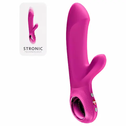 Fun Factory Bi Stronic Embrace – přirážející vibrátor s klitorálním raménkem (růžový)