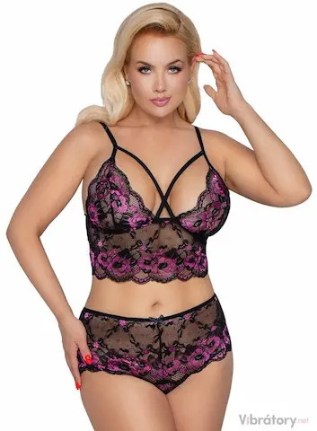 Krajkový set prádla Cottelli – crop top a kalhotky