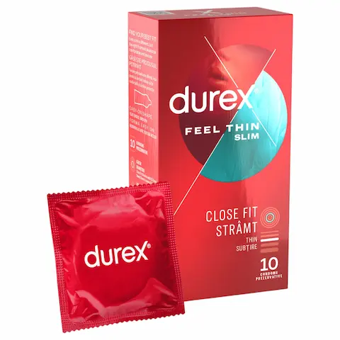 Durex Feel Thin Slim – tenké kondomy – realistický pocit – 10 ks