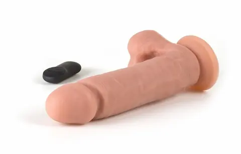 Virgite R5 Vibrating Realistic with balls, tělové silikonové dildo s přísavkou na dálkové ovládání 23,2 x 5 cm